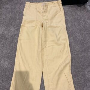 Madewell yellow button up pants wide leg cropped 25